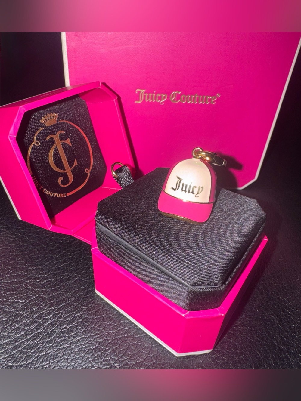 VTG Y2K Juicy Couture Baseball Cap Enamel Charm Boxed Authentic- 2012 (YJRU6433)